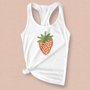 Minimal Strawberry Summer Tank Top Retro Farmers Market Tank